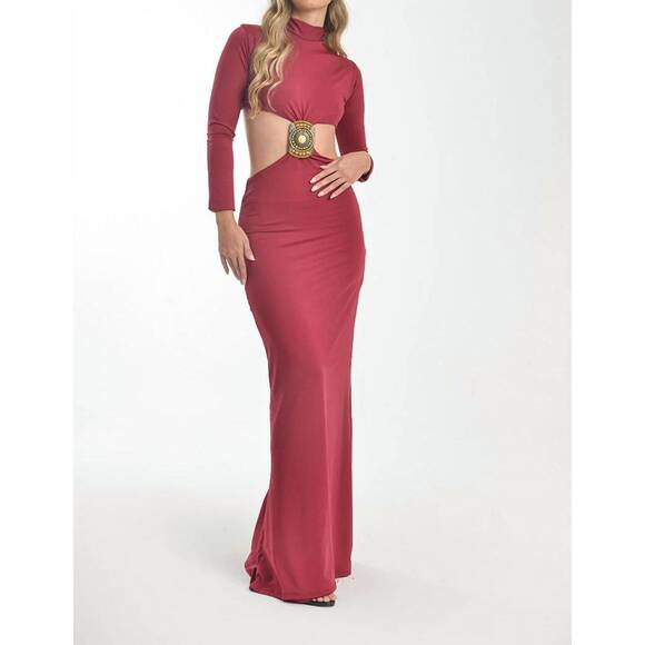 STEFFANY MILANO Dresses & Skirts - NEW STEFFANY MILANO embellished cut-out maxi dress in deep wine